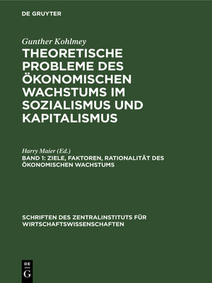 cover image of Ziele, Faktoren, Rationalität des ökonomischen Wachstums